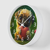 Niedlicher farbiger Mops Hund Welpe mit Herz | Uhr (Winkel)