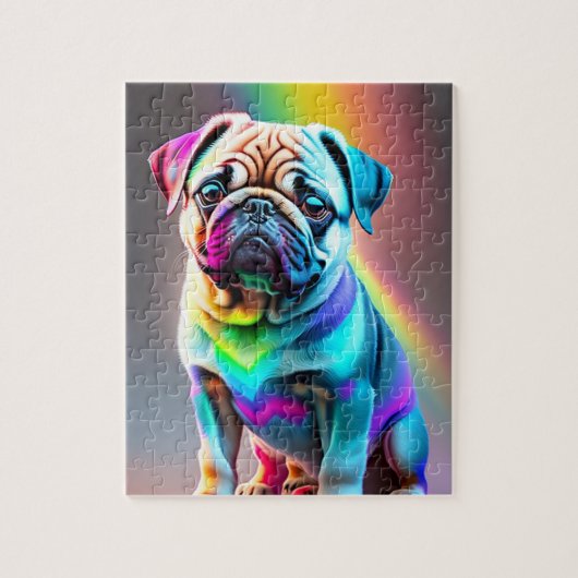 Niedlicher farbiger Mops Puzzle (Vertikal)