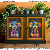 Niedlicher farbiger Pop Art Dackel Dog AX4 Decoupa Seidenpapier