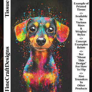 Niedlicher farbiger Pop Art Dackel Dog CT1 Decoupa Seidenpapier