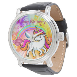 Niedlicher, farbiger Regenbogen, Unicorn Armbanduhr