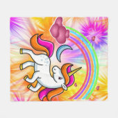 Niedlicher, farbiger Regenbogen, Unicorn, Feuerwer Fleecedecke (Vorderseite (Horizontal))