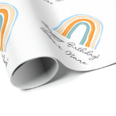 Niedlicher farbiger Regenbogen zeichne Brauch Gebu Geschenkpapier (Rolleneckpunkt)