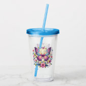 Niedlicher, farbiger Schmetterling Acryltrinkbecher (Rückseite)
