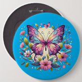 Niedlicher, farbiger Schmetterling Button (Vorne & Hinten)