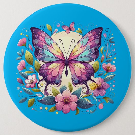 Niedlicher, farbiger Schmetterling Button (Vorderseite)