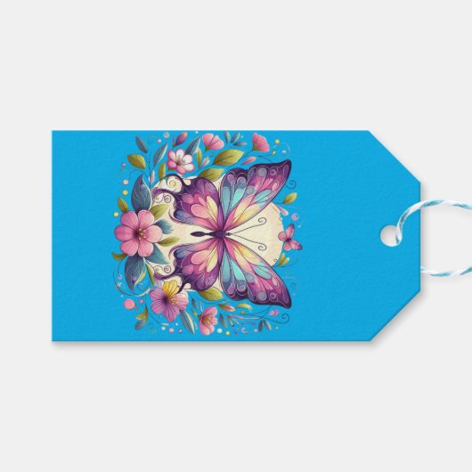 Niedlicher, farbiger Schmetterling Geschenkanhänger (Vorderseite (Horizontal))