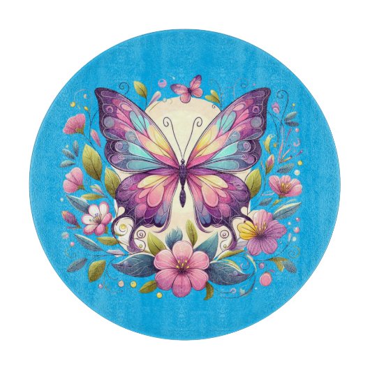 Niedlicher, farbiger Schmetterling Schneidebrett (Vorderseite)