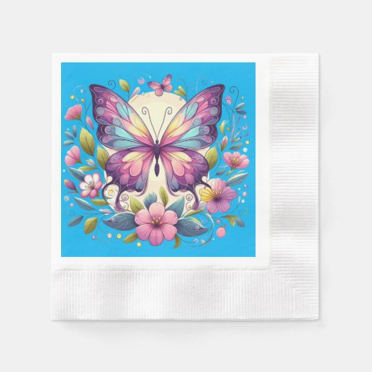 Niedlicher, farbiger Schmetterling Serviette (Vorderseite)