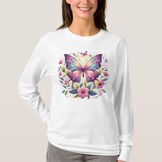 Niedlicher, farbiger Schmetterling T-Shirt (Vorderseite)
