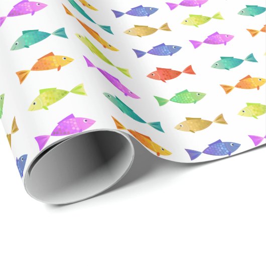 Niedlicher, farbiger Seefisch Geschenkpapier (Rolleneckpunkt)