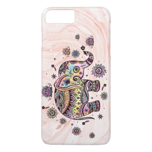 Niedlicher, farbiger Stammeselefant auf Rose-Gold- Case-Mate iPhone Hülle (Rückseite)