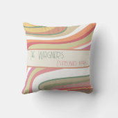 Niedlicher farbiger Streifen Personalisierter Name Kissen (Rückseite)