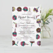 Niedlicher, farbiger Unicorn Donut mit Sonnenbrill Einladung (Stehend Vorderseite)