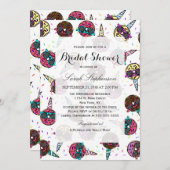 Niedlicher, farbiger Unicorn Donut mit Sonnenbrill Einladung (Vorne/Hinten)