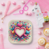 Niedlicher farbiger Valentinstag Pappteller (Party)