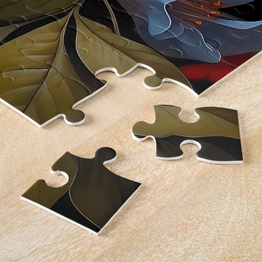 niedlicher, farbiger Vogel auf einem Ast mit Blume Puzzle (Seite)