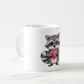 niedlicher, farbiger Wasserfarbenrakkoon mit Herz Kaffeetasse (Vorderseite Links)