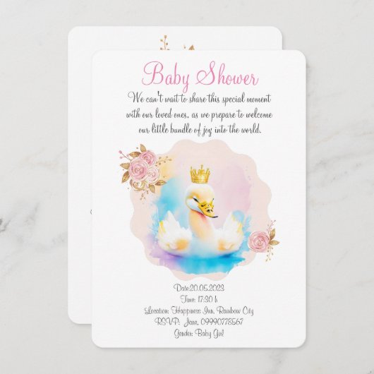 Niedlicher Farbschwan Save The Date (Vorne/Hinten)