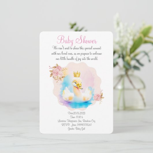 Niedlicher Farbschwan Save The Date (Stehend Vorderseite)