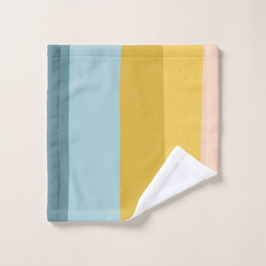 Niedlicher Farbstreifen in Pastellblau Badhandtuch Set (Waschlappen)