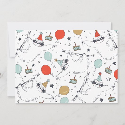 Niedlicher Faulenzer... Einladung zum Geburtstag (Rückseite)