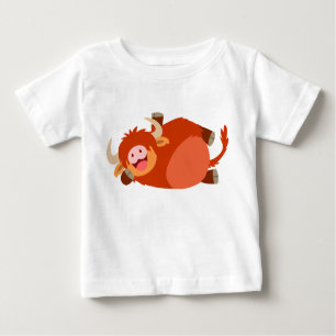 Niedlicher fauler Cartoon-Hochland-Kuh-Baby-T - Baby T-shirt