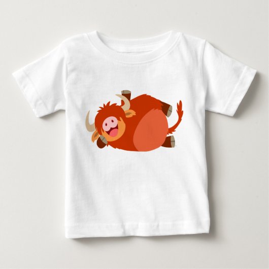 Niedlicher fauler Cartoon-Hochland-Kuh-Baby-T - Baby T-shirt (Vorderseite)