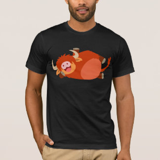 Niedlicher fauler Cartoon-Hochland-Kuh-T - Shirt