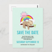 Niedlicher fauler Sloth mit Sun u. Regenbogen Save Postkarte (Vorne/Hinten)