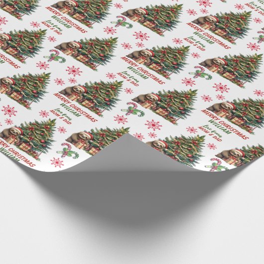 Niedlicher Faulth Weihnachtsbaum Kinder Geschenkpapier (Ecke)