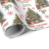 Niedlicher Faulth Weihnachtsbaum Kinder Geschenkpapier (Rolleneckpunkt)