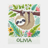 Niedlicher Faulthang aus Baum im Dschungel Fleecedecke (Vorderseite)