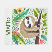 Niedlicher Faulthang aus Baum im Dschungel Fleecedecke (Vorderseite (Horizontal))