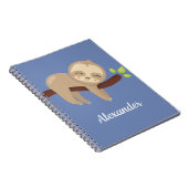 Niedlicher Faultier auf Baum auf blau Notizblock (Rechte Seite)