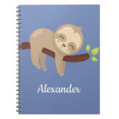 Niedlicher Faultier auf Baum auf blau Notizblock (Vorderseite)