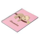 Niedlicher Faultier auf Baum-Tierabbildungen auf R Notizblock (Linke Seite)