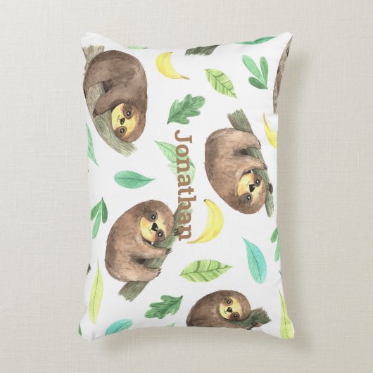 Niedlicher Faultier auf einer Banane Dekokissen (Vorderseite(Vertikal))