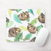 Niedlicher Faultier auf einer Banane Mousepad (Mit Mouse)