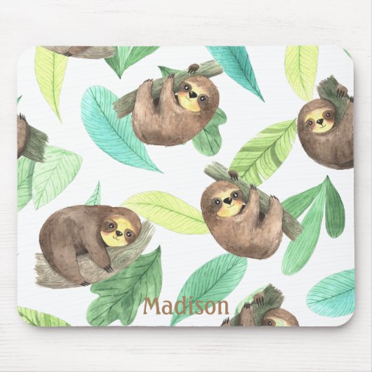 Niedlicher Faultier auf einer Banane Mousepad (Vorne)