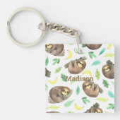 Niedlicher Faultier auf einer Banane Schlüsselanhänger (Vorderseite)