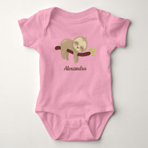 Niedlicher Faultier auf Tree Kawaii Baby Strampler