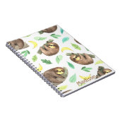 Niedlicher Faultier auf Zweigbananen Notizblock (Rechte Seite)