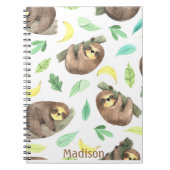 Niedlicher Faultier auf Zweigbananen Notizblock (Vorderseite)