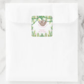 Niedlicher Faultier aus gelb-weißem Polka-Dot-Part Quadratischer Aufkleber (Tasche)