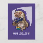 Niedlicher Faultier, du hast aufgestiegen! Gaming- Postkarte (Vorderseite)