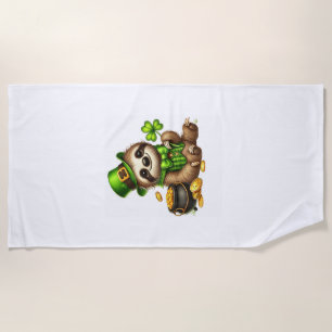 Niedlicher Faultier Kobold St. Patrick's Day Junge Strandtuch
