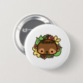 Niedlicher Faultier mit Blume und Blätter Faulpelz Button (Vorne & Hinten)