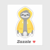 Niedlicher Faultier mit Regenmantel Aufkleber (Blatt)