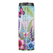 Niedlicher Faultier mit Schmetterlingen und Blume Thermosbecher (Rückseite)